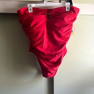 NWT strapless red swimsuit